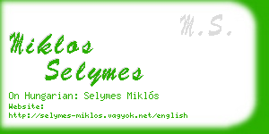 miklos selymes business card